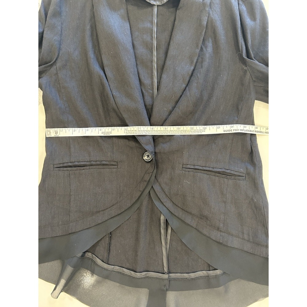 Simply Vera Wang Linen Blend Blazer Women XS Office Career Black With Sheer Edge - Picture 5 of 6